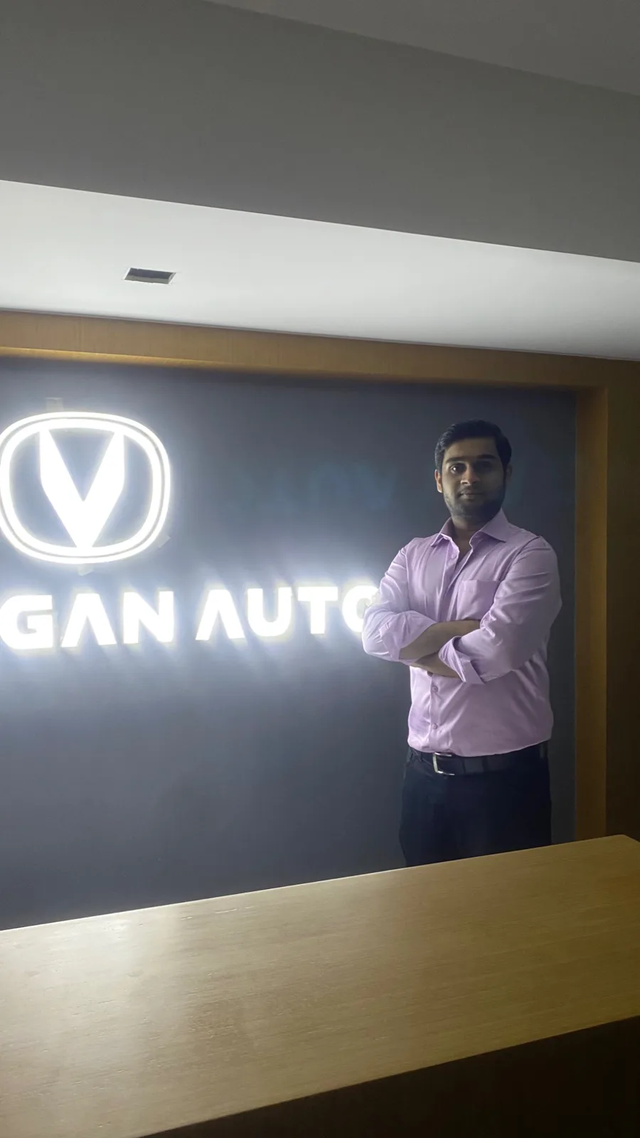 Illuminated Changan Auto wall branding.
