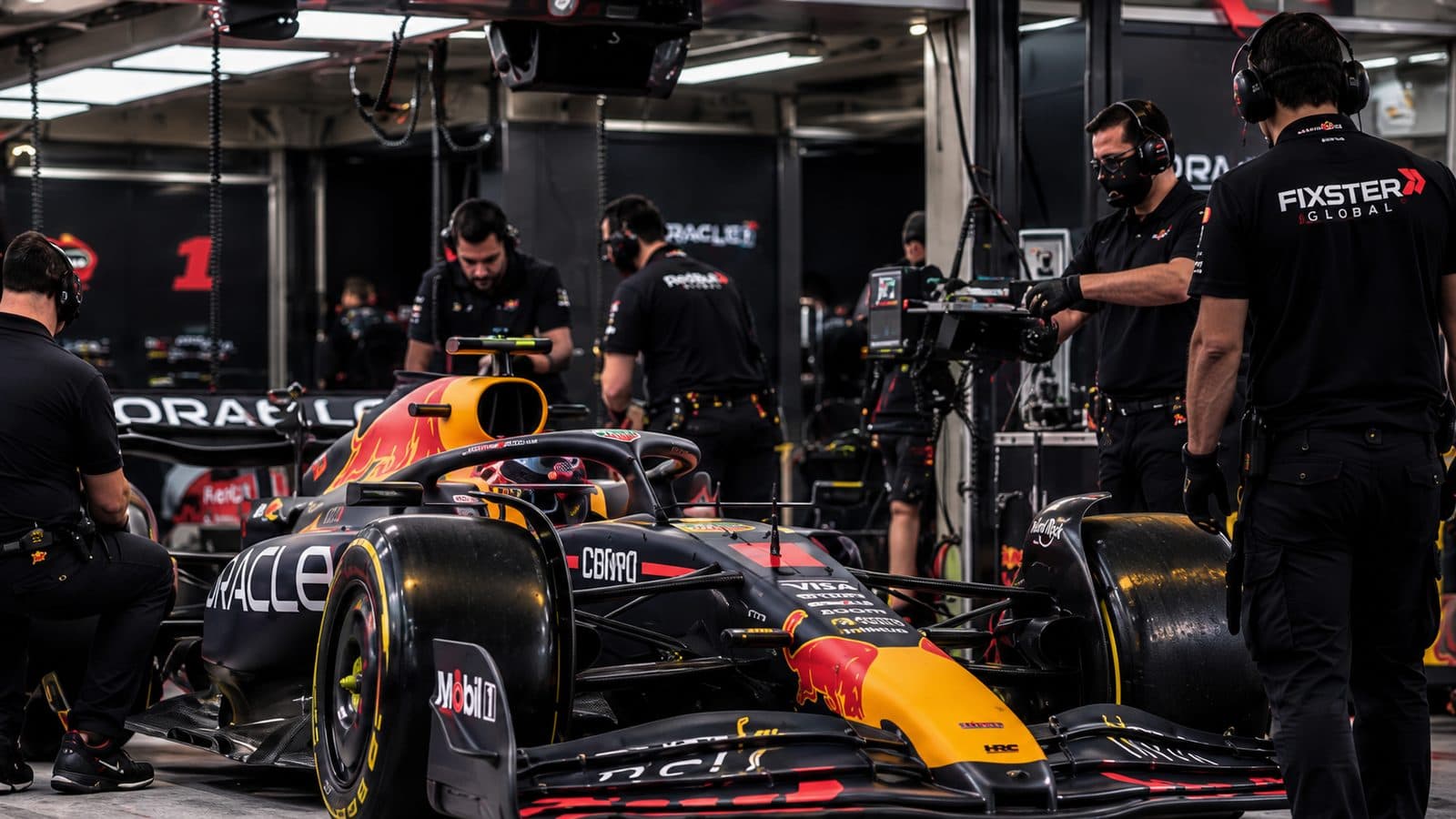Fixster Global project crew supporting garage operations during the Abu Dhabi motorsport event period
